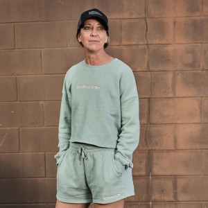Goruck Cropped Embroidered Sweatshirt Women Olive / Brown | NL-785412-PTM