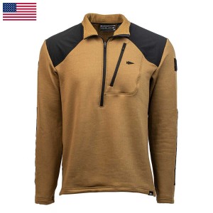 Goruck Indestructible Grid Fleece Half Zip Tops Men Khaki | NL-963802-CHV