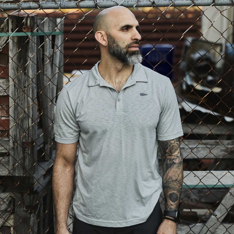 Goruck The Field Polo T-Shirt Men Silver | NL-782946-GWI